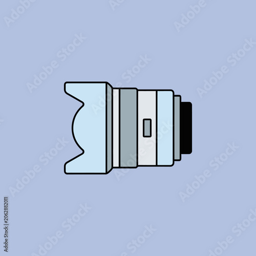 A minimalist flat illustration of a professional camera lens