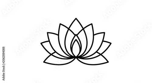 Simple line drawing of a lotus flower.
