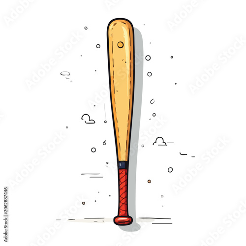 Vintage style wooden baseball bat illustration.