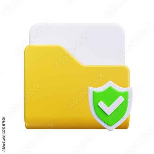 3D Folder Shield Data Protection Interface Icon