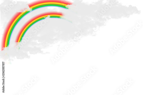 Colorful Rainbow Corner with Soft Cloud Isolated on Transparent Background