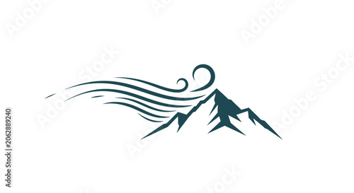 Tableau sur toile Mountain range with windy illustration.