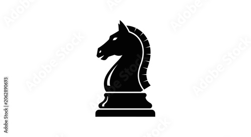 Black chess knight piece closeup profile.