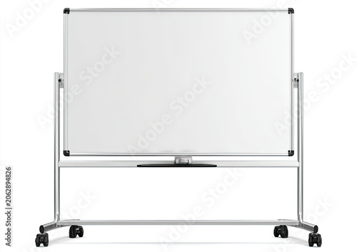 Mobile, double-sided whiteboard on rolling casters, ready for ideas