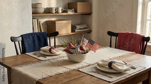 Muted Americana Holiday Table Styled With Upcycled Handmade Textiles