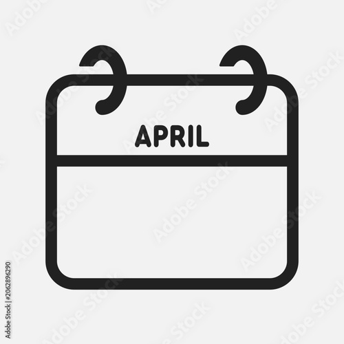 Icon calendar April month, empty space reminder