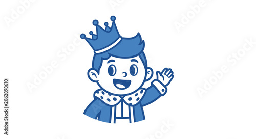 Εκτύπωση καμβά Smiling cartoon king with blue crown.