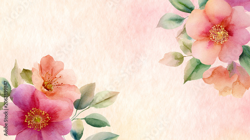watercolor floral background with delicate flowers and large copy space, premium advertising style