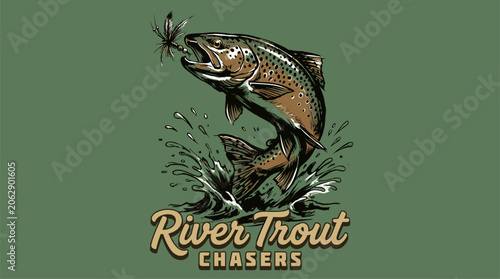 Tableau sur toile River trout chasers