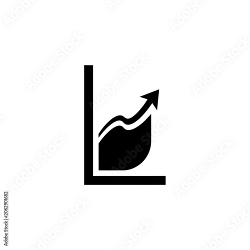 Minimalist black business growth chart icon with rising arrow