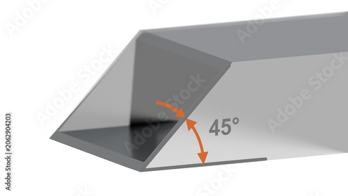 45 Degree Miter Cut Metal Profiles – Square Tube, Round Tube and Rectangular Hollow Section Technical Illustration JPG
