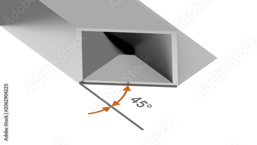 45 Degree Miter Cut Metal Profiles – Square Tube, Round Tube and Rectangular Hollow Section Technical Illustration JPG