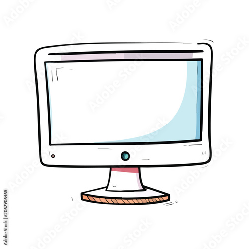 Hand drawn doodle illustration of a computer monitor.