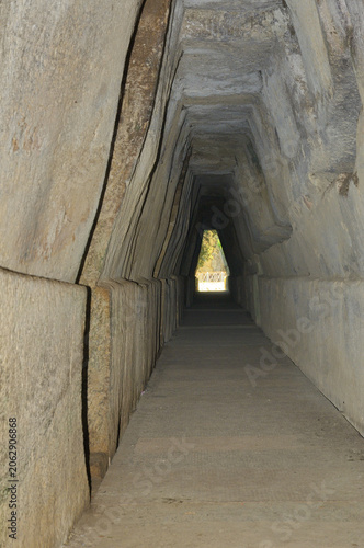 Sibyl's cave, ancient tunnel leading to light in Cumae. Campania, Italy
