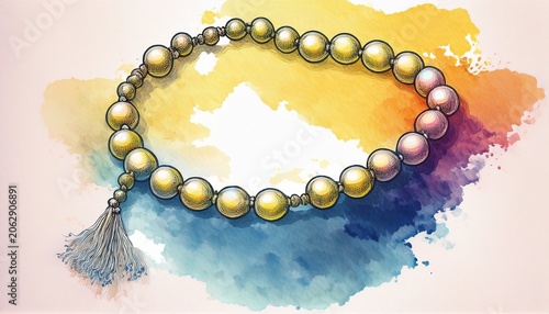 rosary christian banner watercolor