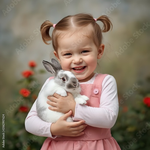 little girl with rabbit
