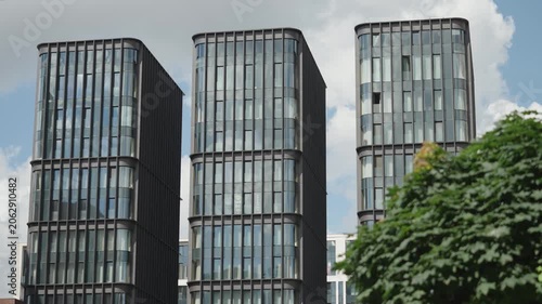 Glass facade of elite housing. Panaram windows on the facade
