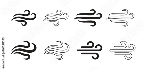 Set of Wind blow in, Wind blow Logo, Wind blow vector illustration