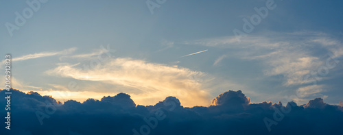 Sunset sky with beautiful clouds. Nature sky background.