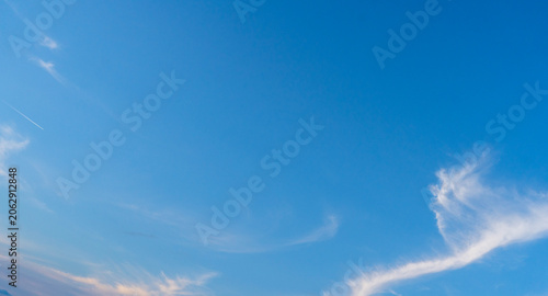 Sunset sky with beautiful clouds. Nature sky background.