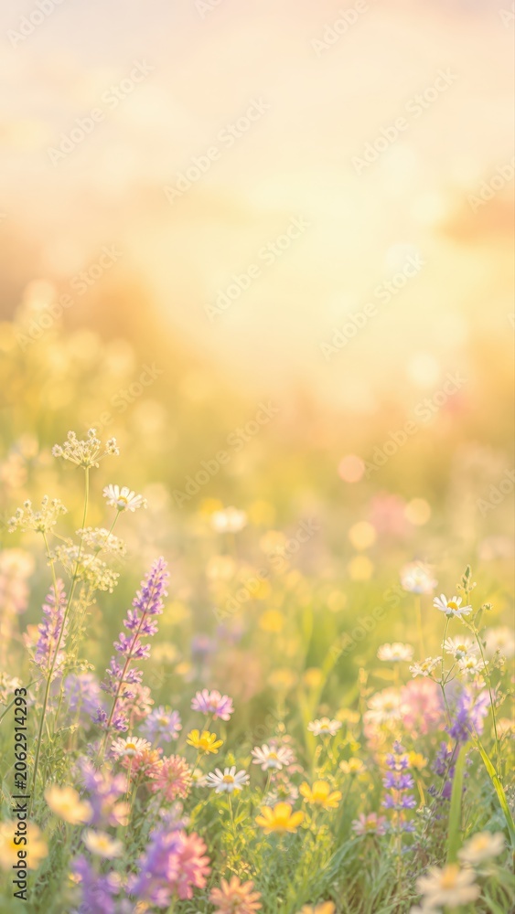 Obraz premium Dreamy Wildflower Meadow Vertical Background