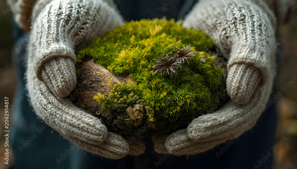 Fototapeta premium Bright green moss spreading across a rough gray stone, adding a vibrant touch of nature to the rugged surface.