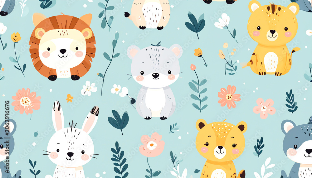 Fototapeta premium Tiere, Kindermotiv, Kindertapete 