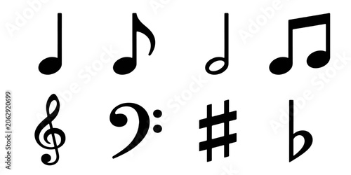 Schilderij op canvas Music Notes and Musical Symbols Icon Set