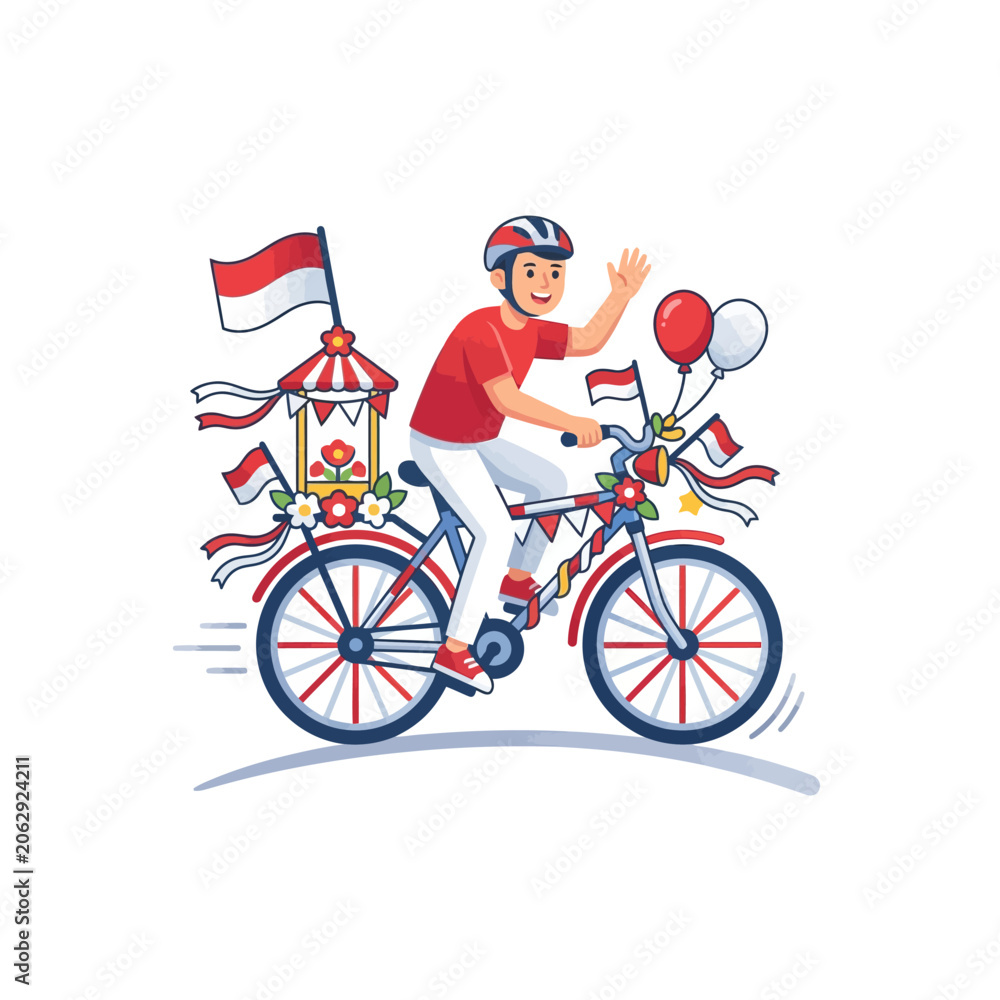 Naklejka premium boy riding bicycles