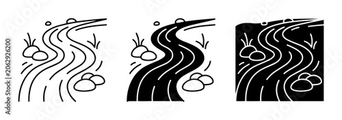 Foto River Flow Icons, Water Stream Graphics, Nature Element Vector Art, Flowing Wate
