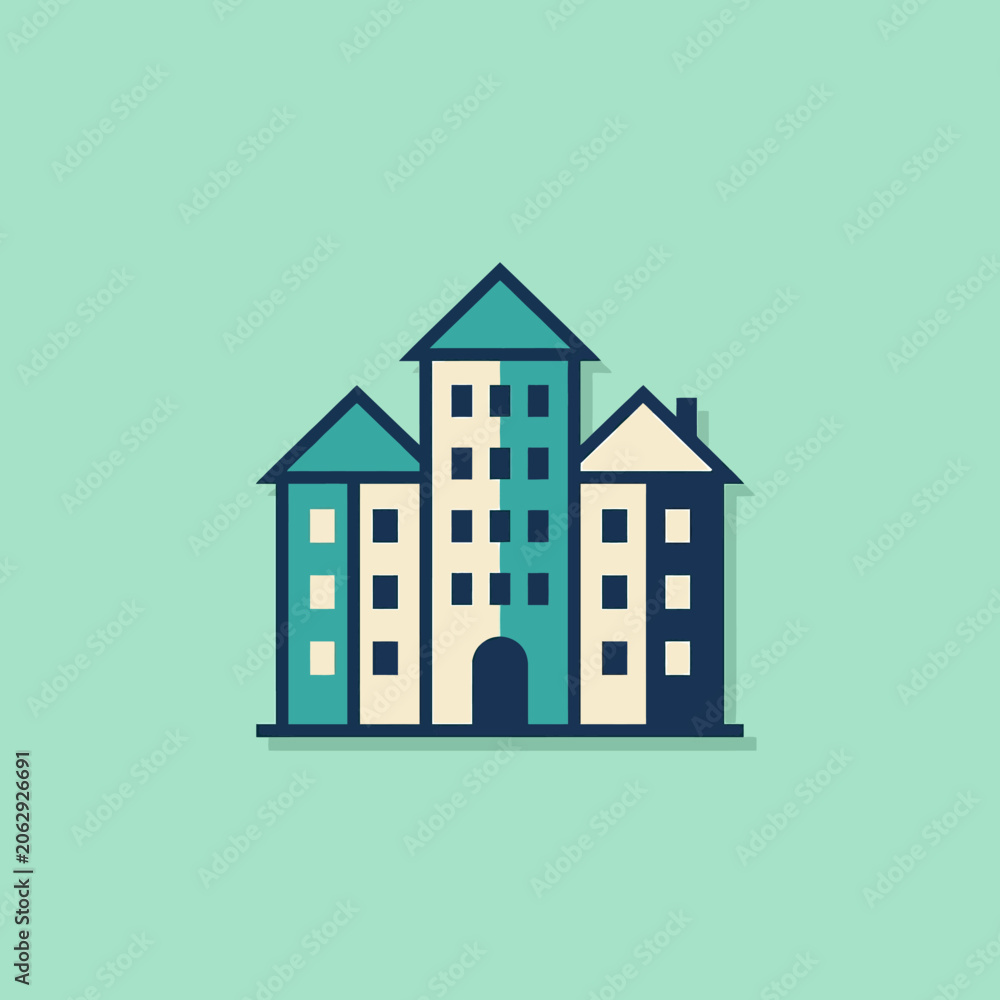 Fototapeta premium A flat vector illustration of a modern apartment building