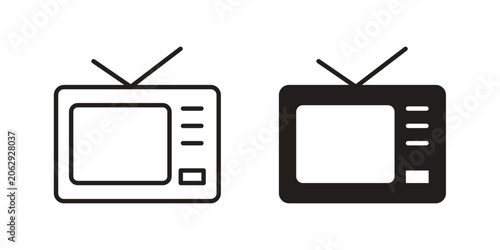 Schilderij op canvas Television icon symbol. Vector outline drawing. Editable stroke.