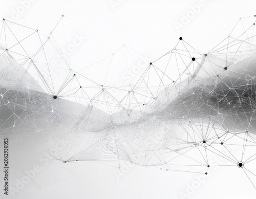 network connection abstract mesh molecular plexus line and cyberspace geometric line dot on white background modern digital technology design for data ai science futuristic background