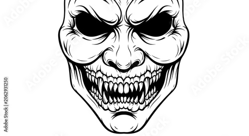 Billede på lærred Scary Demon Mask Vector Illustration