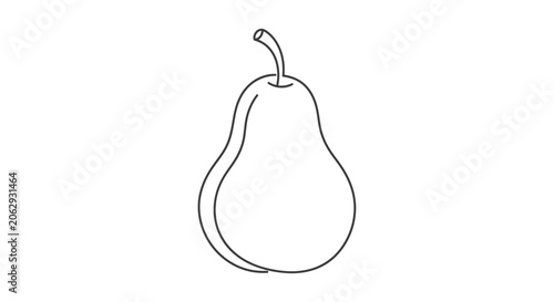 Photos Simple Line Art Illustration of a Fresh Pear Fruit