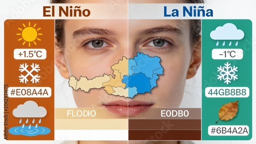 El Nino La Nina Comparison Austria ENSO Climate Impact Vector Infographic