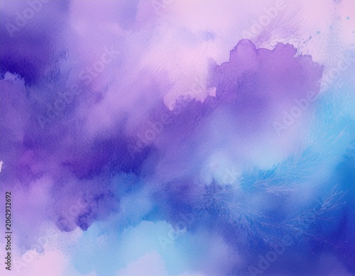 purple watercolor background painting on paper texture pastel purple blue colors in blotches and paint bleed design