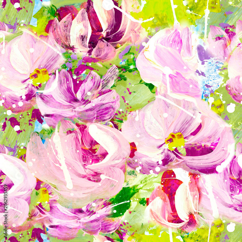 Seamless pattern. Abstract bright  flowers