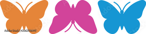 Foto A vibrant vector illustration featuring three distinct butterfly silhouettes