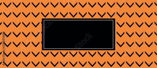 Canvas Print A vibrant orange background adorned with a repeating pattern of black chevron shapes