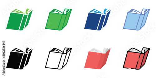 Open Book Icon Set Collection – Reading, Education, Literature, Knowledge and Learning Vector Icons