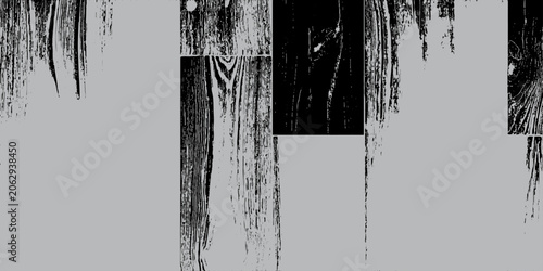 Schilderij op canvas Grunge icicles frame on black and white textured background
