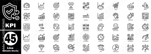 Foto Kpi performance line icon set