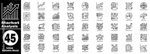 Foto Market analysis outline icons set