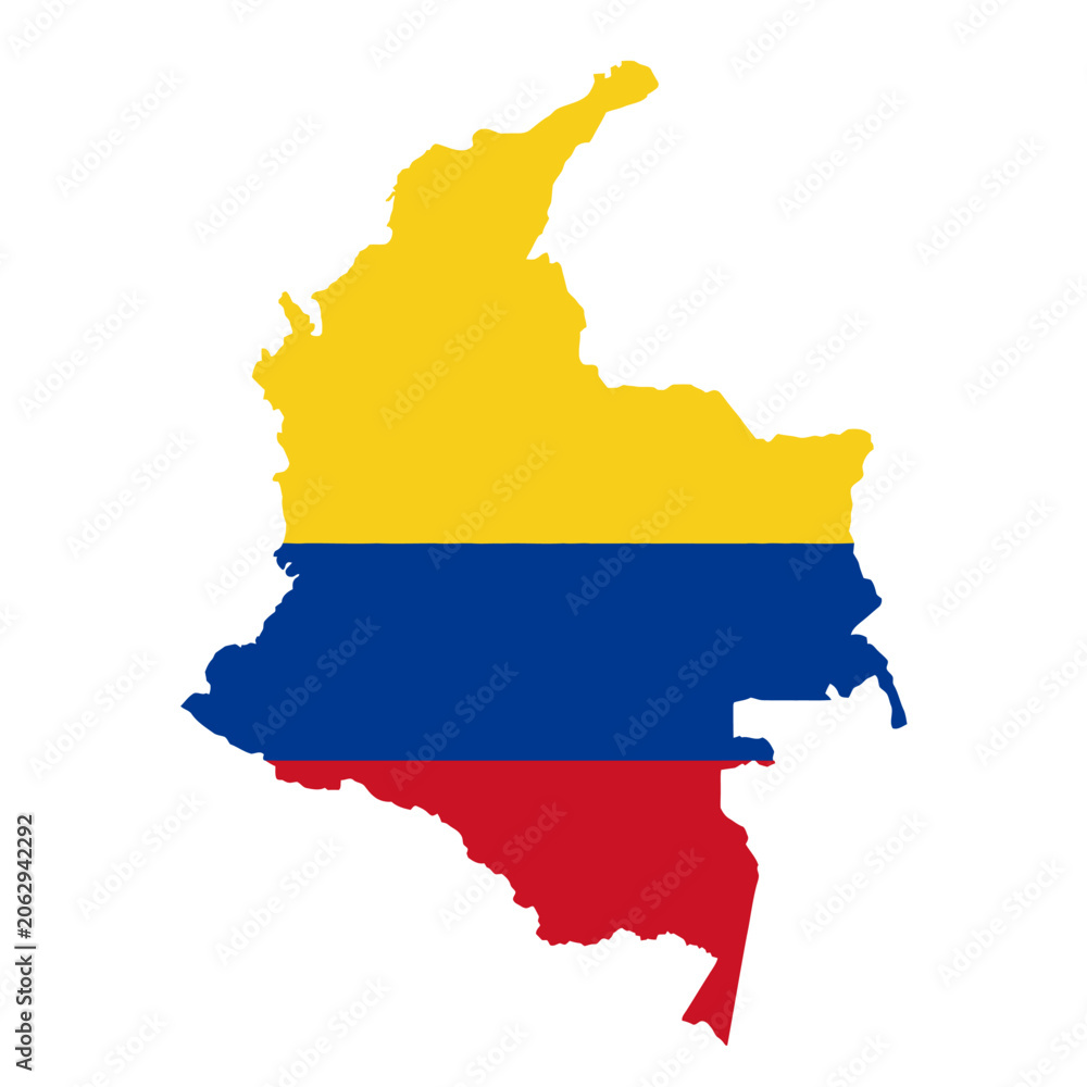 Fototapeta premium A map shape filled with horizontal yellow blue and red stripes