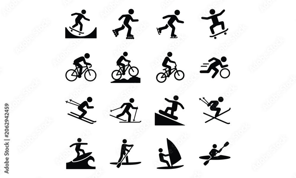 Naklejka premium Sports and Outdoor Activity Pictogram Icon Set