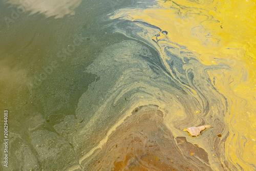 Photography A mixture of colors creates swirling patterns on the surface of the water