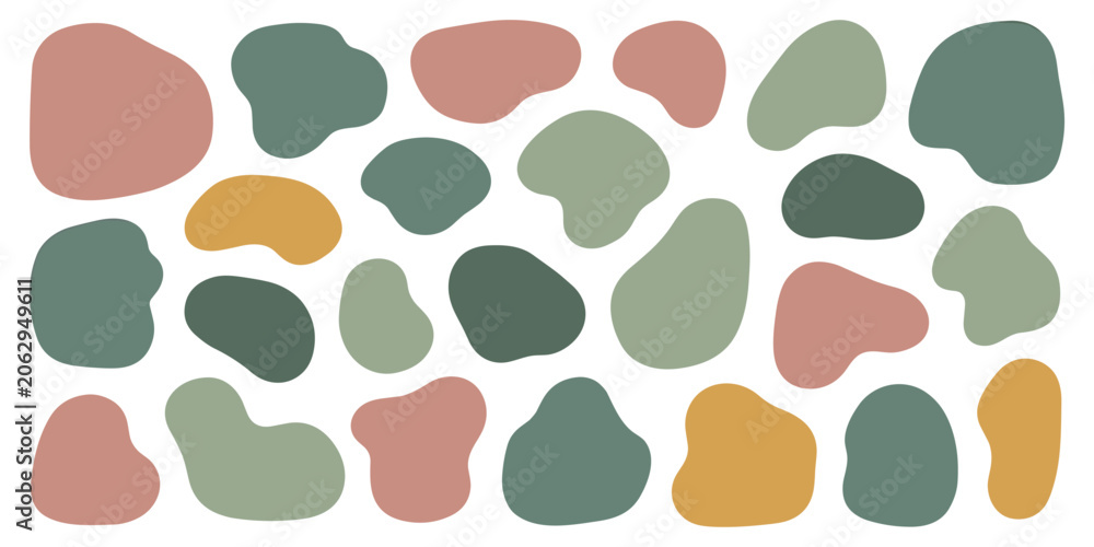 Fototapeta premium Collage of diverse organic shapes in muted earth colors for seamless patterns and modern wall arts