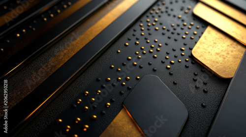 black elements and gold with silver metal decor