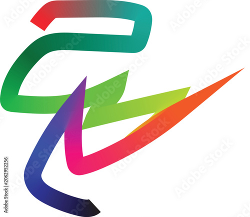 Ribbon shape features a dynamic and colorful gradient design that twists in an elegant curve to signify movement and fluid motion for modern branding or corporate identity projects and presentations.